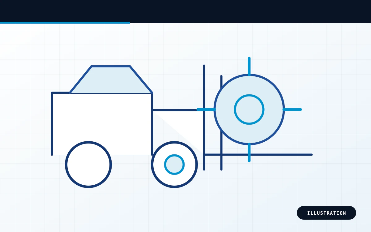 Blueprint illustration of an absolute-encoder steering system for an unmanned forklift