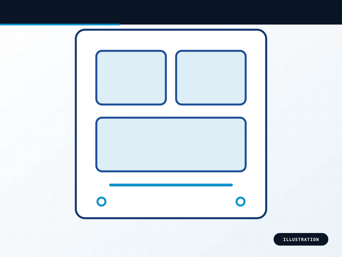 Blueprint illustration of cabinet integration with abstract component placement and interface zones