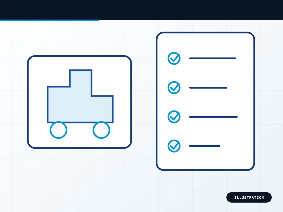Blueprint illustration of commissioning checks across I/O, communications, parameters and hand-off